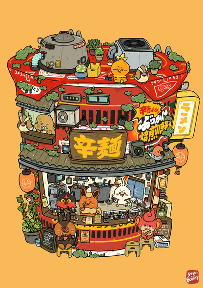Karamen (Spicy Ramen) Poke Store Art Print | Sushiboiiiyy (CAN)