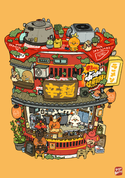 Karamen (Spicy Ramen) Poke Store Art Print | Sushiboiiiyy (CAN)