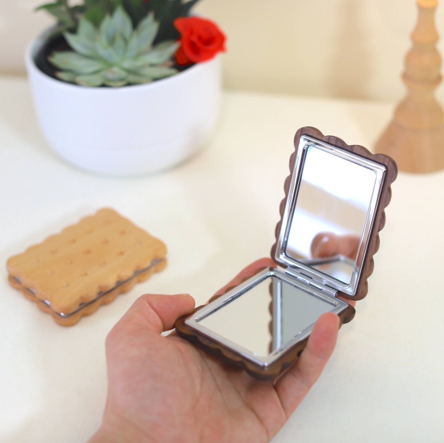 Biscuit Pocket Mirror | Senser Woodcraft (NJ)