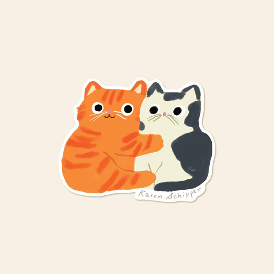 Cat Hug Vinyl Sticker | Karen Schipper (SC)