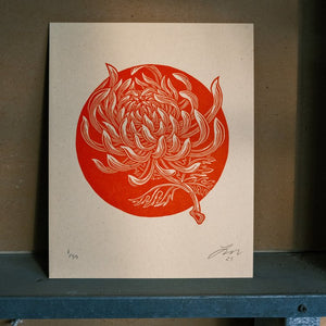Chrysanthemum Lino Cut Print | Luke Martin (MD)