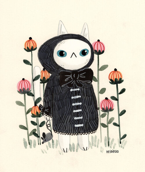 Creepy Cat in Coat Art Print | Heidi Moreno (CA)