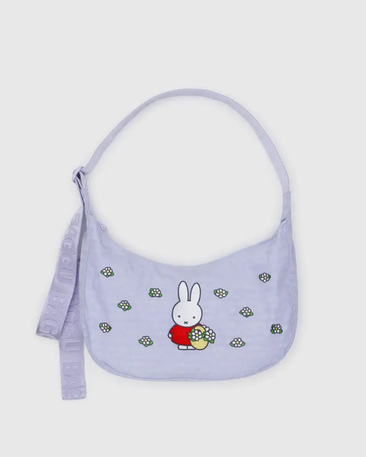 Miffy Medium Crescent Bag | White Daisies | Baggu (CA)