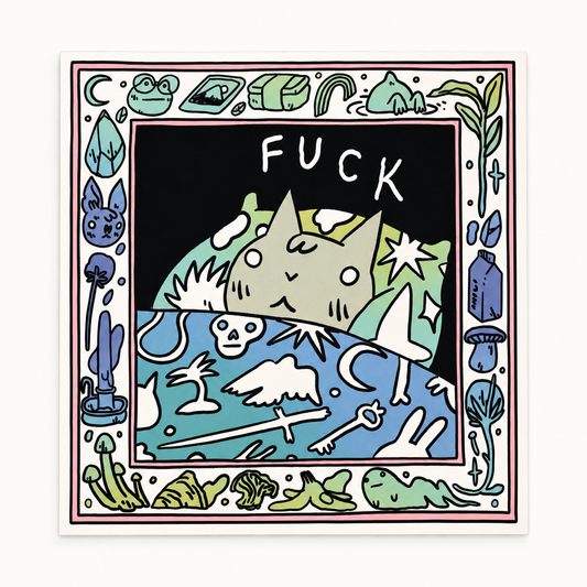 Cussing Cat in Bed Print | Deth P. Sun (CA)
