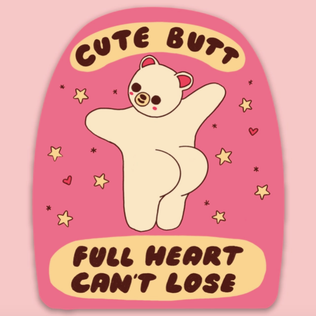 Cute Butt, Full Heart Vinyl Sticker | Tender Ghost (FL)