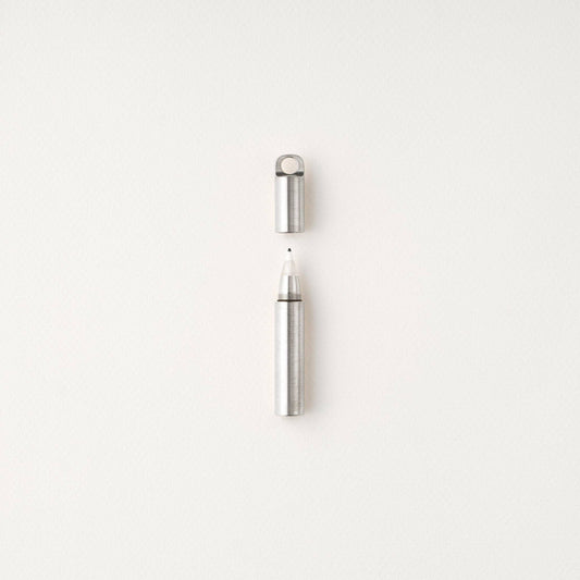 The Field Mouse refillable travel pen in stainless steel
