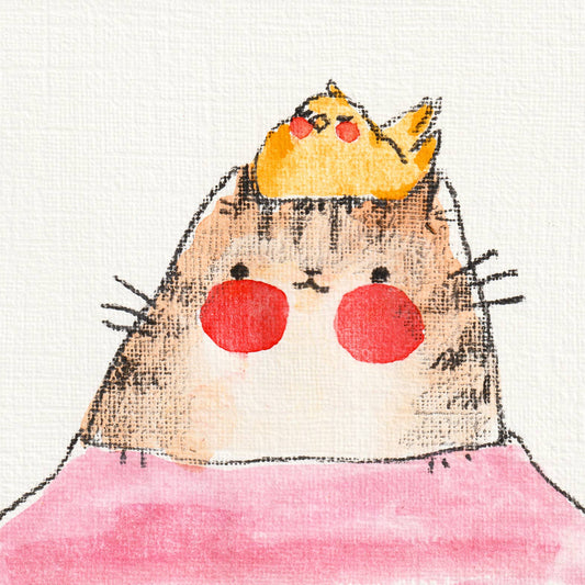 Nice Cat & Sleeping Bird Mini Art Print | Rebekah Evans (NC)