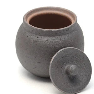 Shigaraki Handmade Salt Jar | Charcoal | Hechimon(Japan)