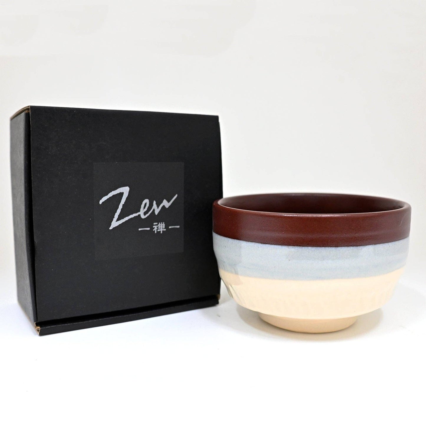 Mino Ware Wine/Blue/Ivory Matcha Bowl (Japan)
