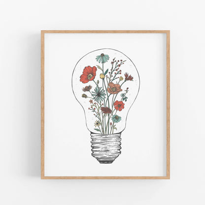 Floral Lightbulb Art Print | Kaari Selven (OR)