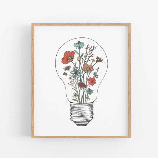 Floral Lightbulb Art Print | Kaari Selven (OR)
