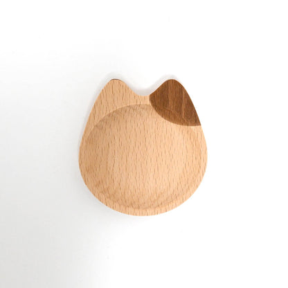 Calico Cat Shaped Wooden Sauce Dish (Japan)