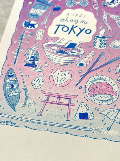 Travel Card Series Tokyo Risograph Print | Natalie Andrewson (CA)