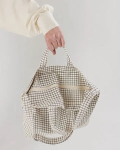 Zip Duck Bag | Horizontal | Natural Grid | Baggu (CA)