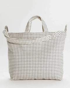 Zip Duck Bag | Horizontal | Natural Grid | Baggu (CA)
