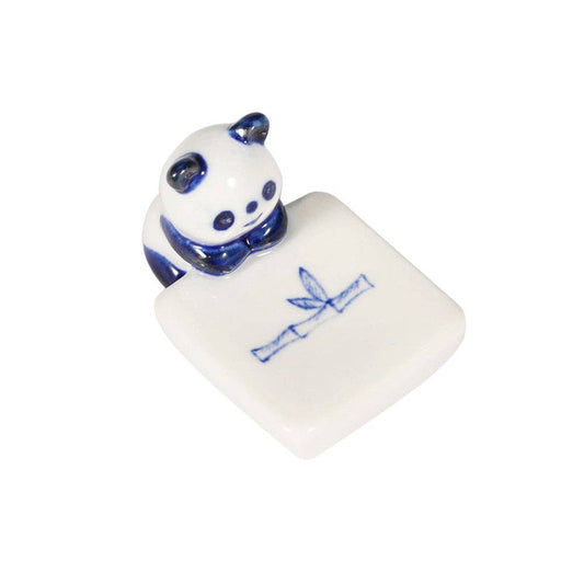 Panda + Bamboo Ceramic Chopsticks Rest | White + Cobalt Blue
