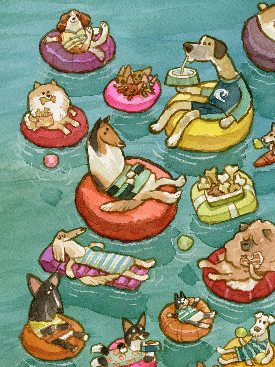Tubing Dogs Art Print | Scott C (CA)