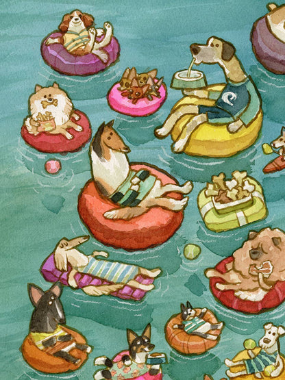 Tubing Dogs Art Print | Scott C (CA)