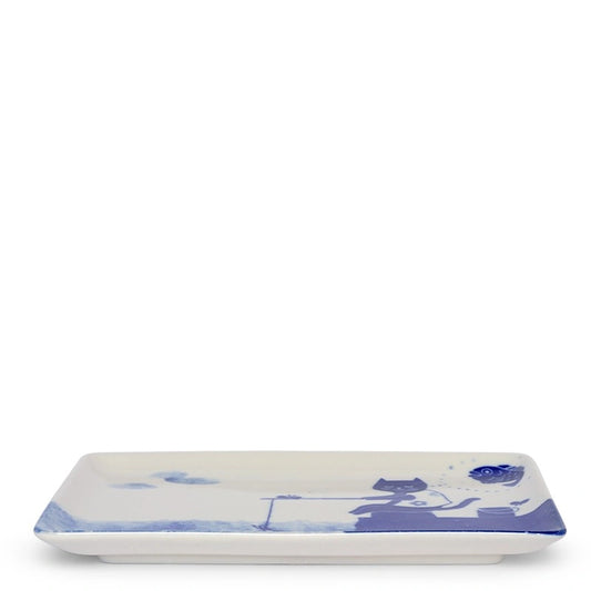 Cat Gone Fishing Ceramic Plate (Japan)