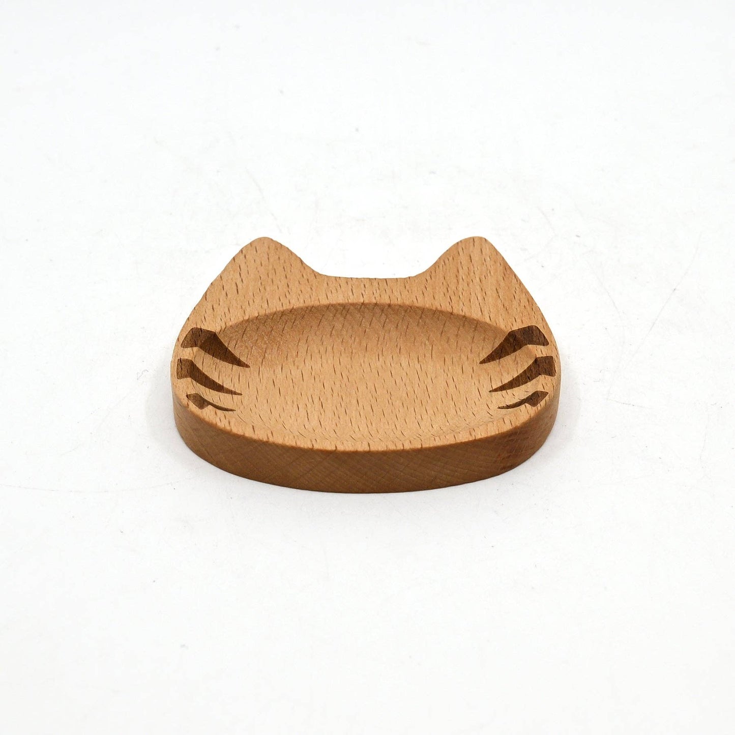 Tabby Cat Shaped Wooden Sauce Dish (Japan)