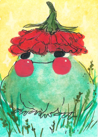 Frog in Flower Hat Mini Art Print | Rebekah Evans (NC)