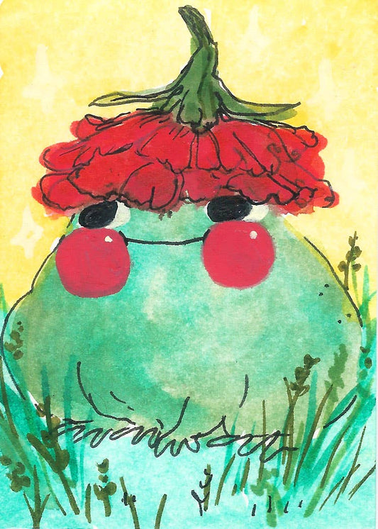Frog in Flower Hat Mini Art Print | Rebekah Evans (NC)