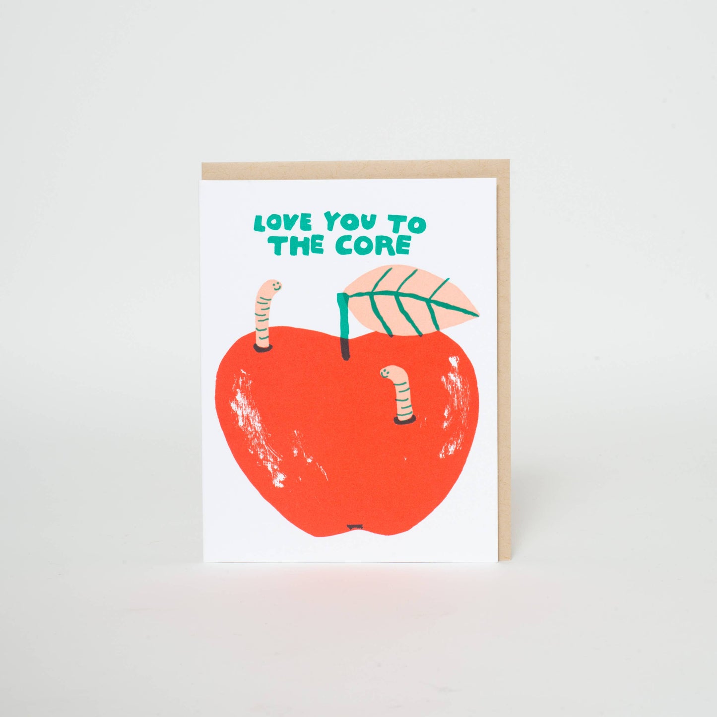 Love Apple Core Worms Letterpress Greeting Card | Egg Press (OR)