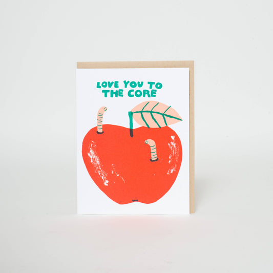 Love Apple Core Worms Letterpress Greeting Card | Egg Press (OR)