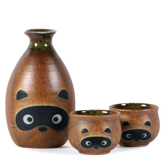 Tanuki Raccoon Sake Set | Mitsui Pottery (Japan)