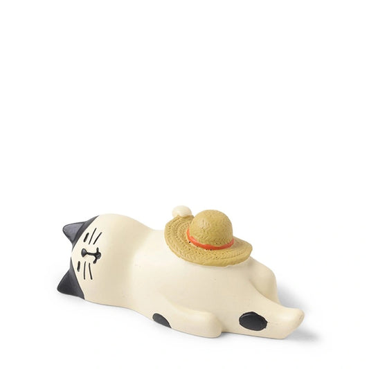 Sleeping Cat with his Hat Figurine (Japan)