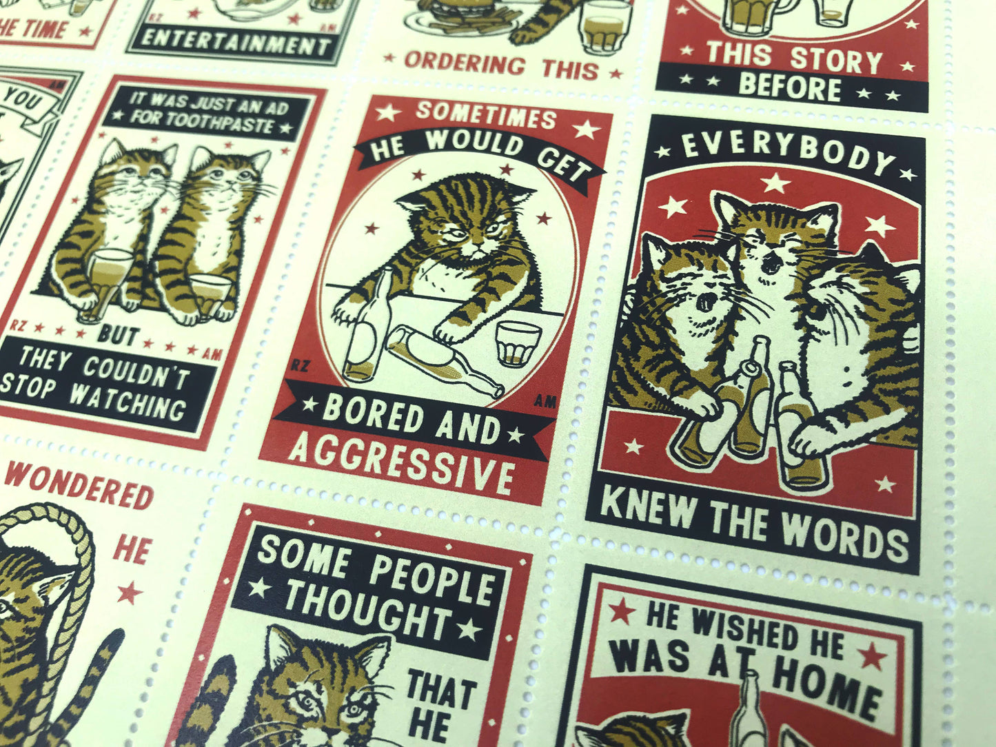 Portland Stamp Company Artist Series | Ravi Zupa & Arna Miller | Drunk Cats