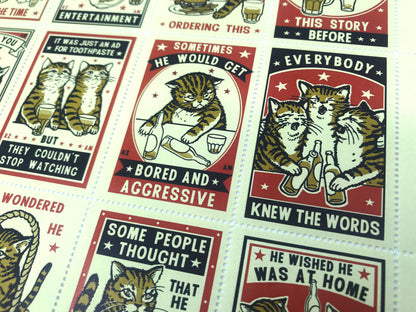 Portland Stamp Company Artist Series | Ravi Zupa & Arna Miller | Drunk Cats