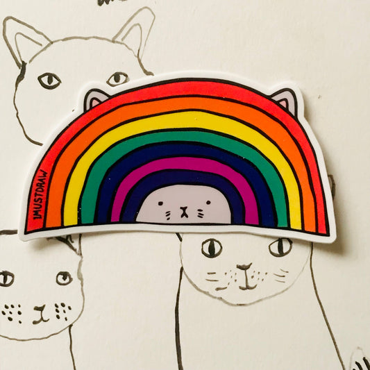 Cat Rainbow Vinyl Sticker | I Must Draw (CA)