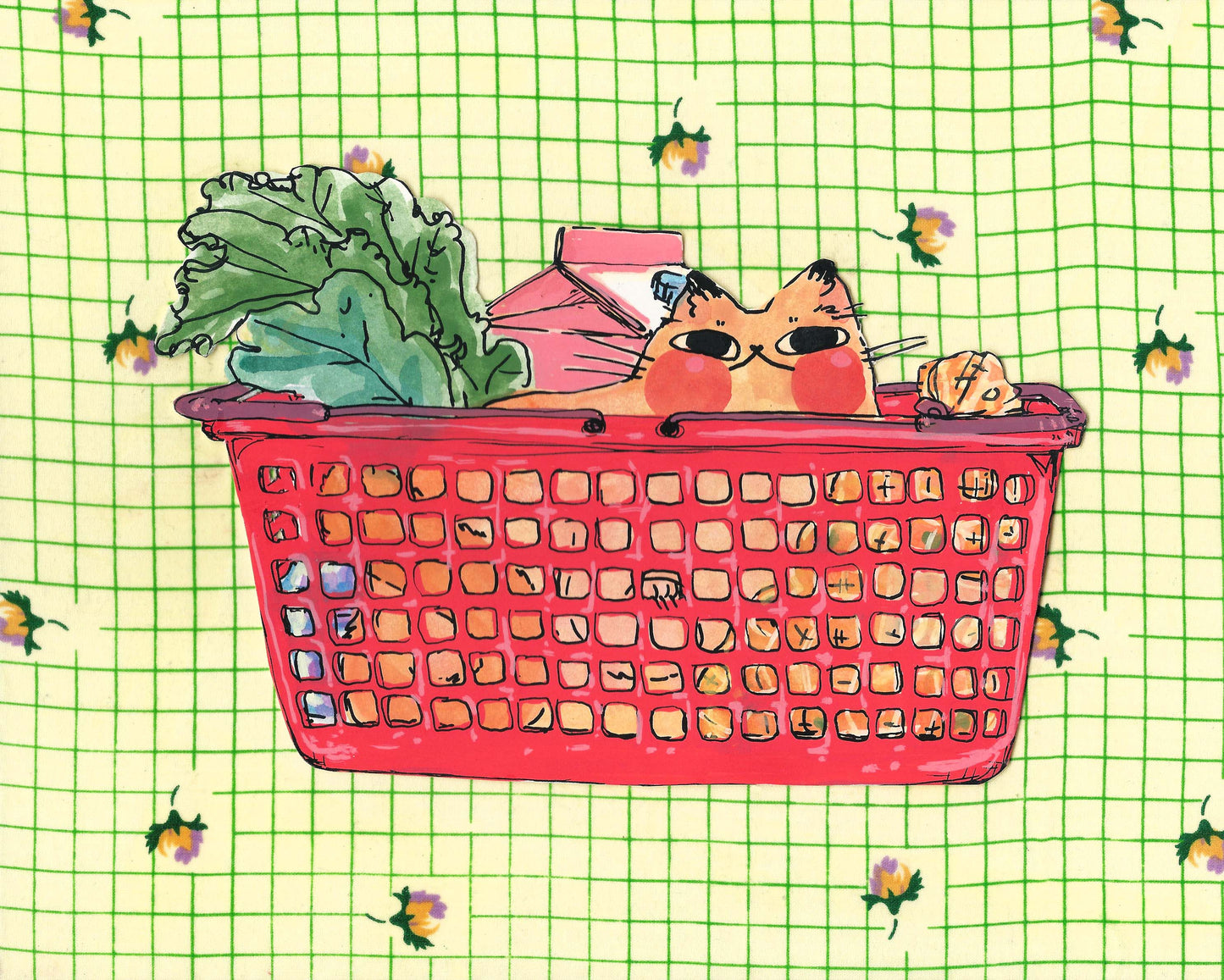 Basket Cat Art Print | Rebekah Evans (NC)