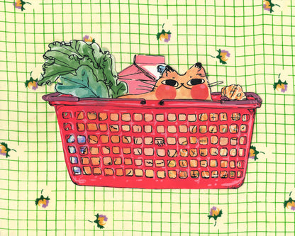 Basket Cat Art Print | Rebekah Evans (NC)