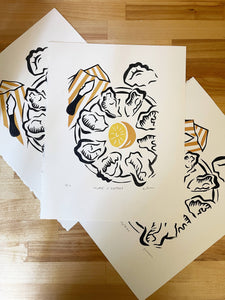 Plate o' Oysters Linocut Print | Ellen Orchard (TX)