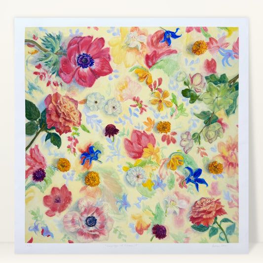 Language of Flowers 18 (Tea Party) giclée art print by Esther Chow, studio photo