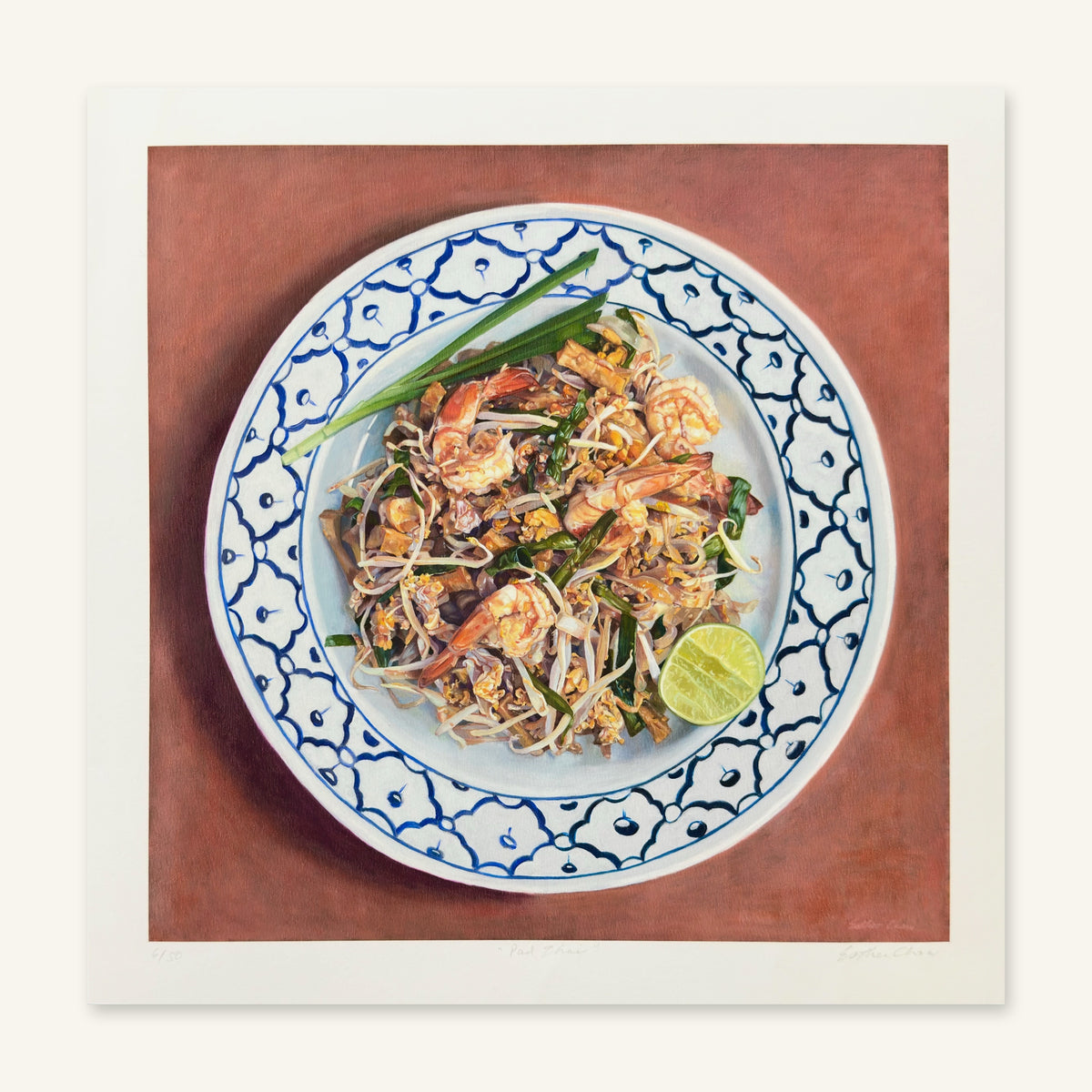 Pad Thai giclée art print by Esther Chow, 12×12 in, photographed flat