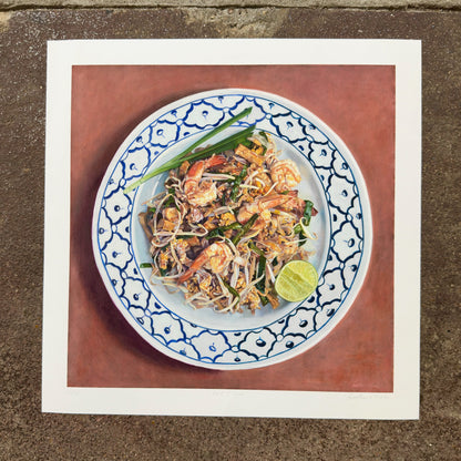 Pad Thai giclée art print by Esther Chow, 12×12 in, photographed in store