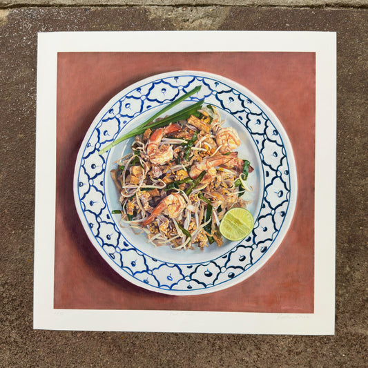 Pad Thai giclée art print by Esther Chow, 12×12 in, photographed in store
