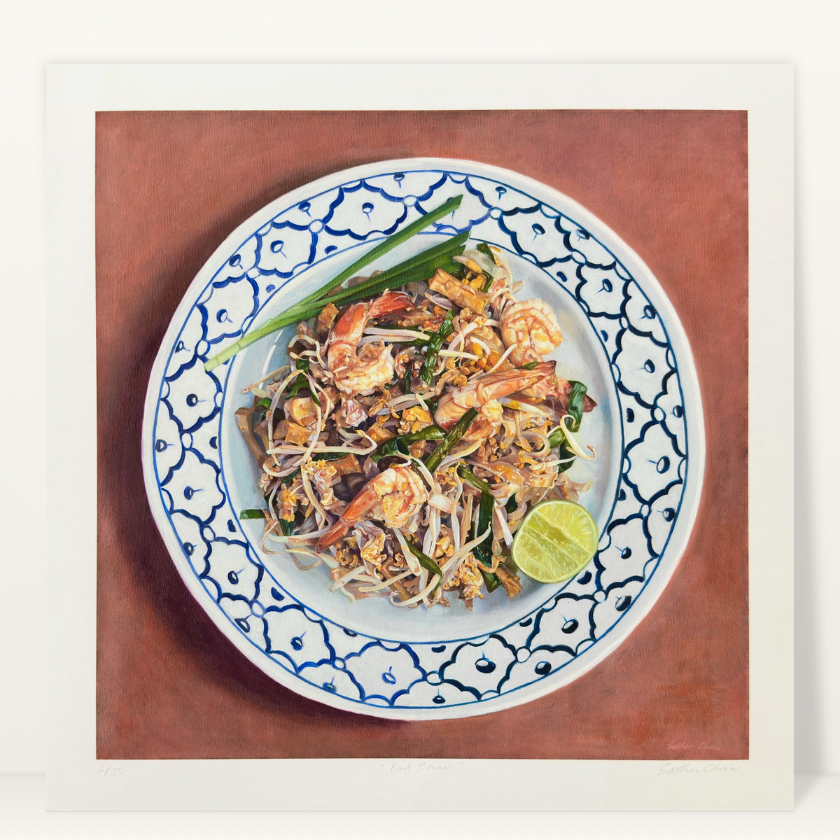 Pad Thai giclée art print by Esther Chow, 12×12 in, studio photo