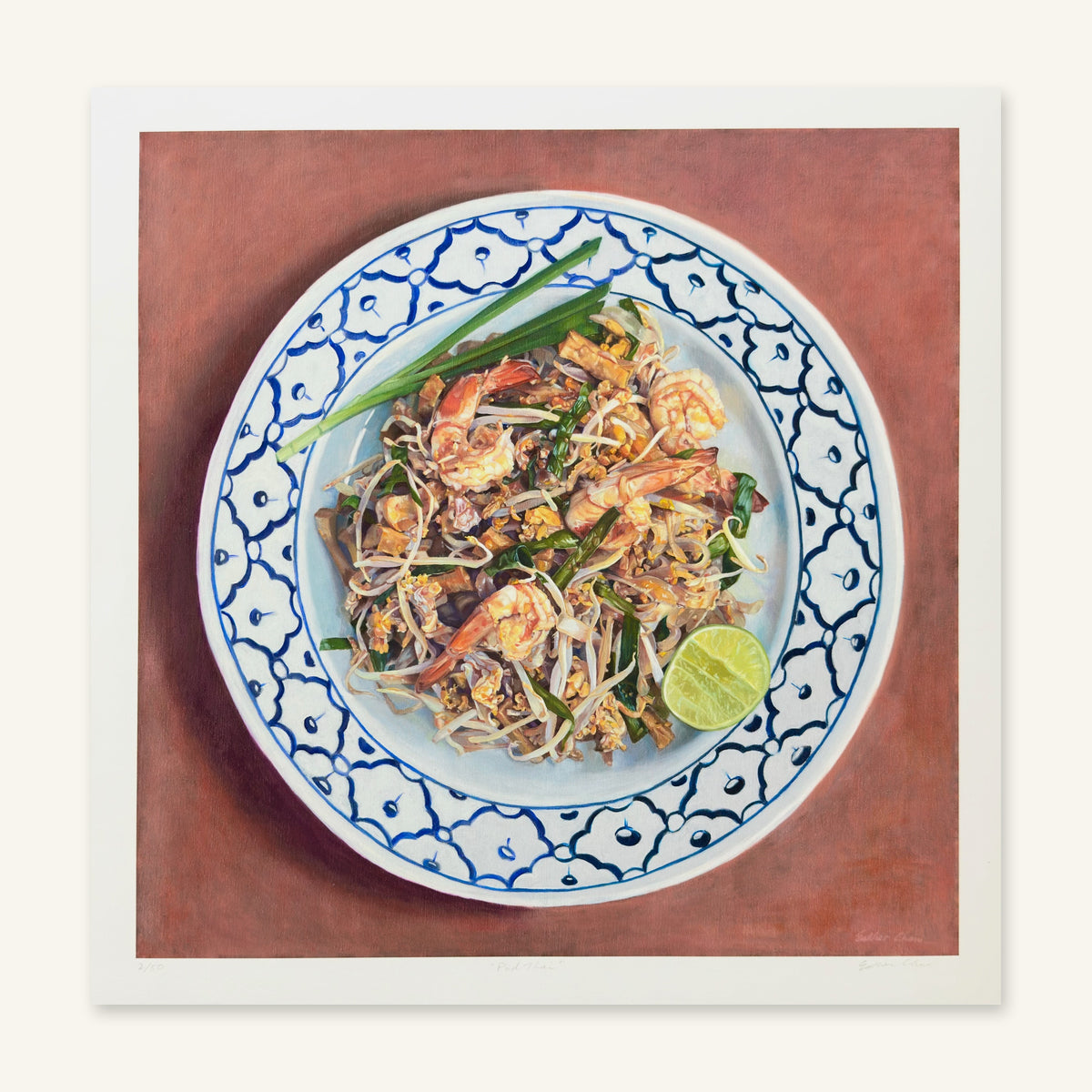 Pad Thai giclée art print by Esther Chow, 16×16 in, photographed flat