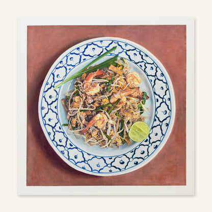 Pad Thai giclée art print by Esther Chow, 16×16 in, photographed flat