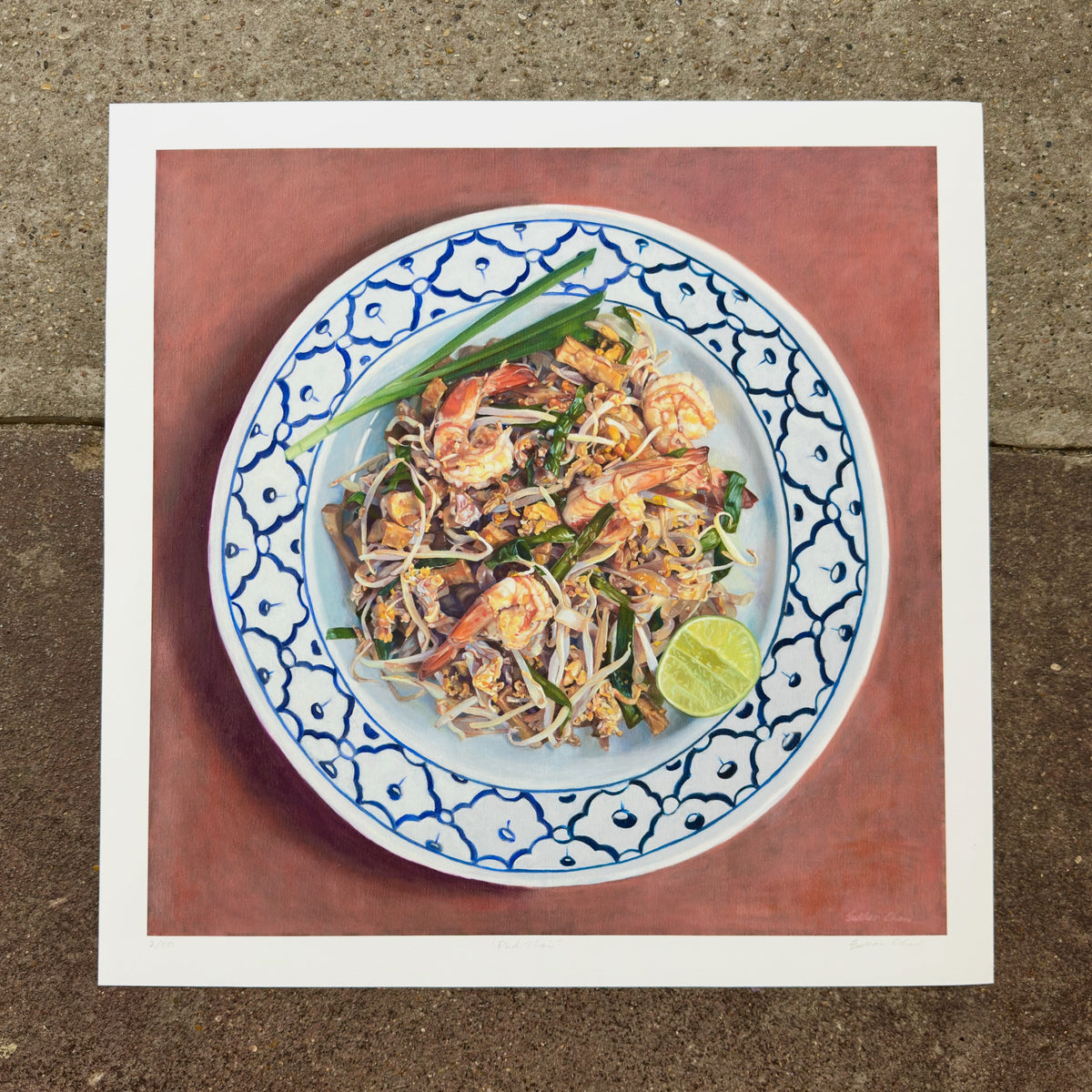 Pad Thai giclée art print by Esther Chow, 16×16 in, photographed in store