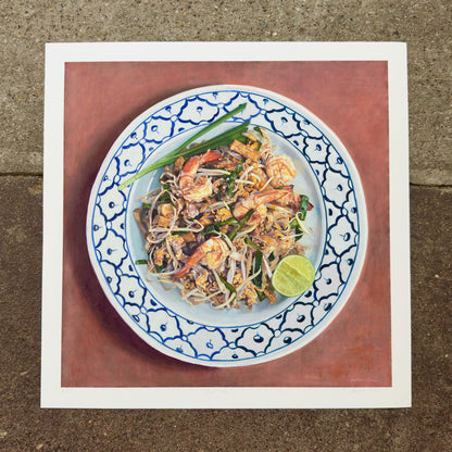 Pad Thai giclée art print by Esther Chow, 16×16 in, photographed in store
