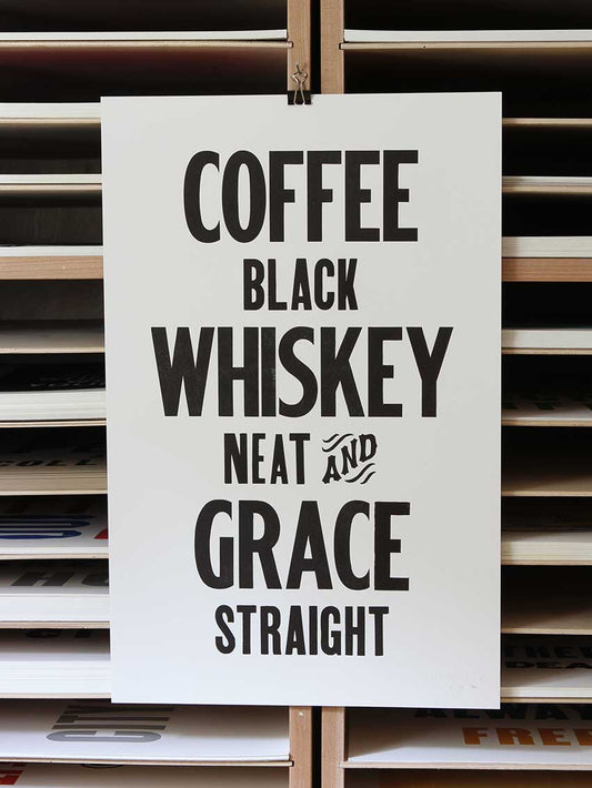 Coffee, Whiskey, Grace Letterpress Print | Old Try (WV)