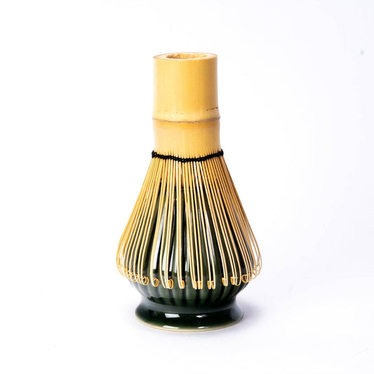 Dark Green Porcelain Matcha Whisk Stand | Ribbed Gloss