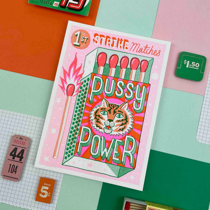 Pussy Power Matchbox A5 Risograph Print | Jacqueline Colley (UK)