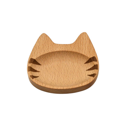 Tabby Cat Shaped Wooden Sauce Dish (Japan)