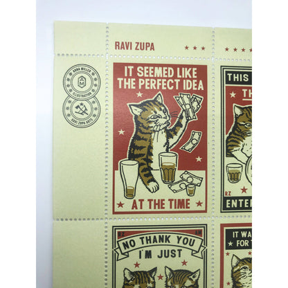 Portland Stamp Company Artist Series | Ravi Zupa & Arna Miller | Drunk Cats